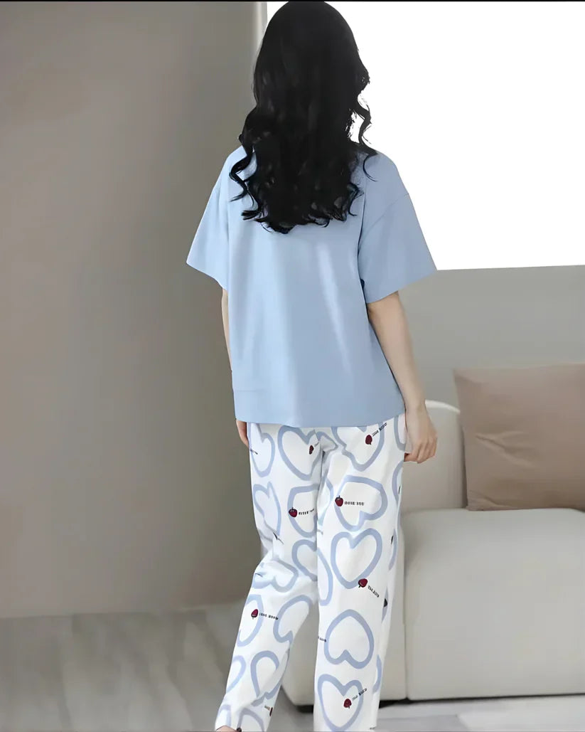 Strawberry Heart Printed Night Suit