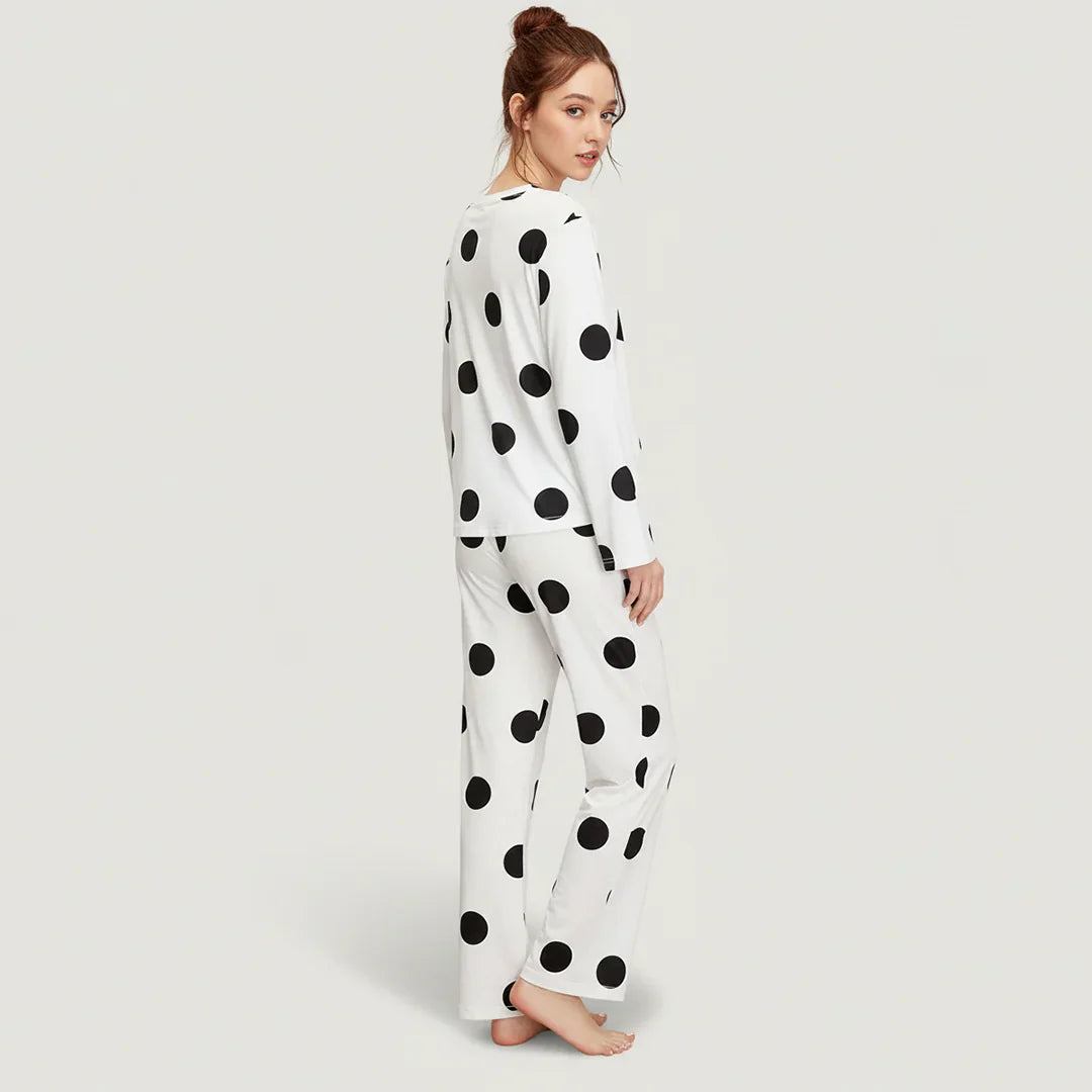 Black & White Doted Printed Night Suit