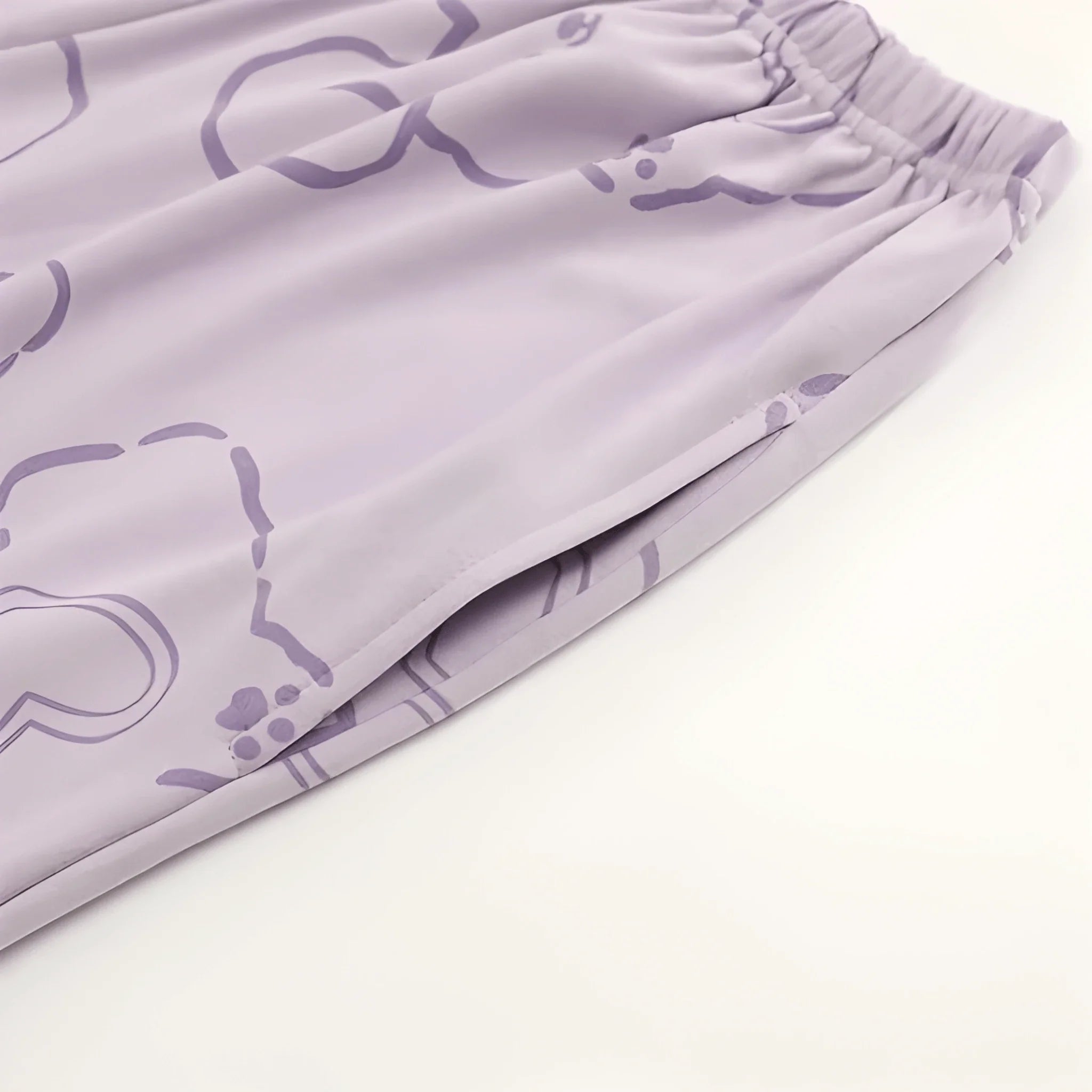 Lilac Love Bunny Printed V-Neck Button Printed Night Suit
